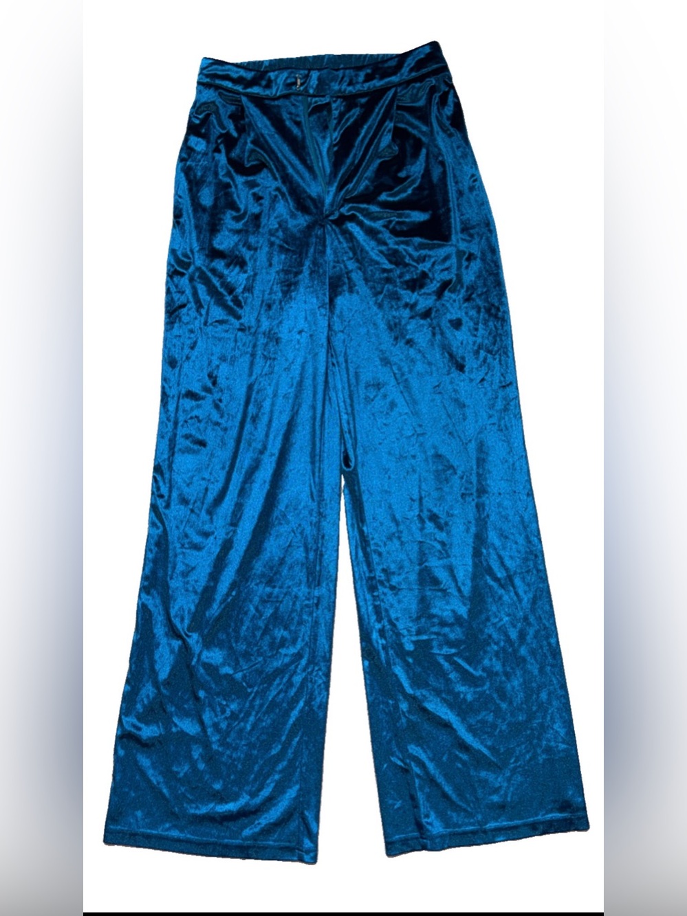 Princess Polly Women's Laguna Velvet Pants Size 6 Relaxed Fit Wide Leg Blue Nwot